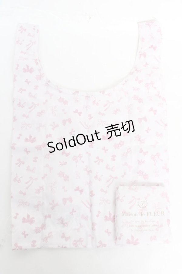 画像1: Maison de FLEUR / リボンプリントエコバッグ F ピンク Y-26-02-13-021-LO-BG-SZ-ZY (1)