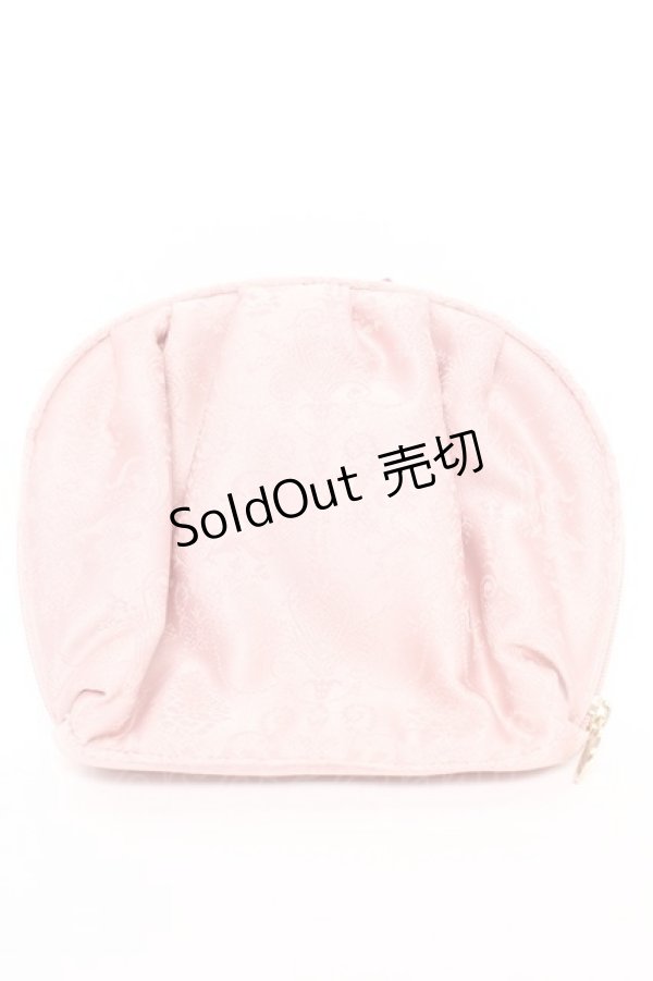 画像2: Maison de FLEUR / ロココラウンドタックポーチ F ダークピンク Y-26-02-13-023-LO-ZA-SZ-ZY (2)