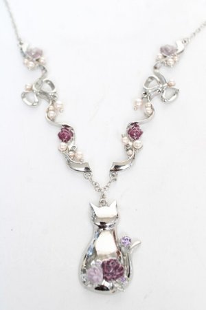 画像: axes femme / 猫モチーフ×リボンネックレス F シルバー Y-26-02-13-003-AX-AC-SZ-ZY