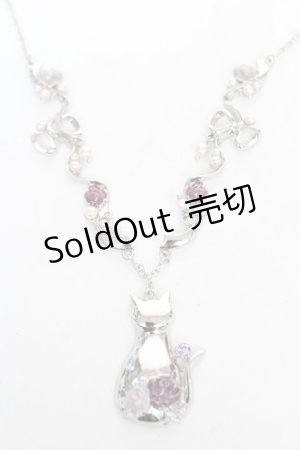 画像: axes femme / 猫モチーフ×リボンネックレス F シルバー Y-26-02-13-003-AX-AC-SZ-ZY
