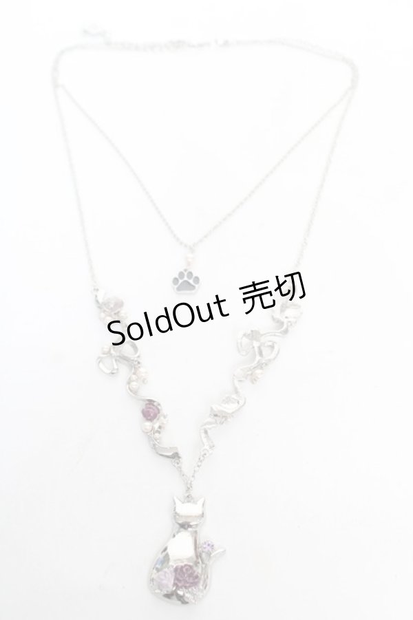 画像2: axes femme / 猫モチーフ×リボンネックレス F シルバー Y-26-02-13-003-AX-AC-SZ-ZY (2)