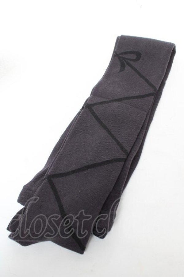 画像1: axes femme / レースアップリボン柄タイツ  グレー Y-26-02-13-034-AX-ZA-SZ-ZY (1)