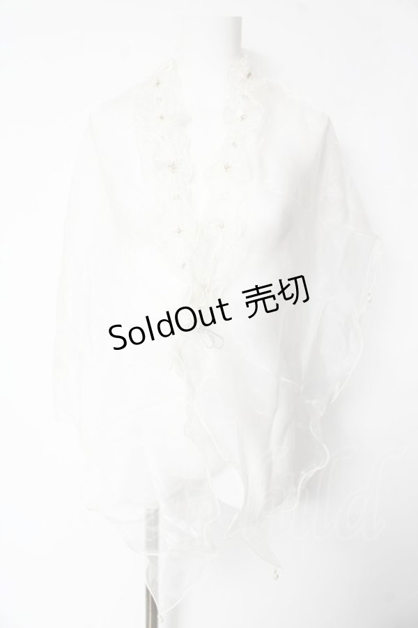 画像1: axes femme / フリルオーガンジーショール  キナリ Y-26-02-13-047-AX-ZA-SZ-ZY (1)