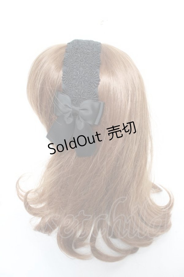 画像2: m petit by misako / レースリボンカチューシャ  中黒 Y-26-02-13-049-LO-AC-SZ-ZY (2)