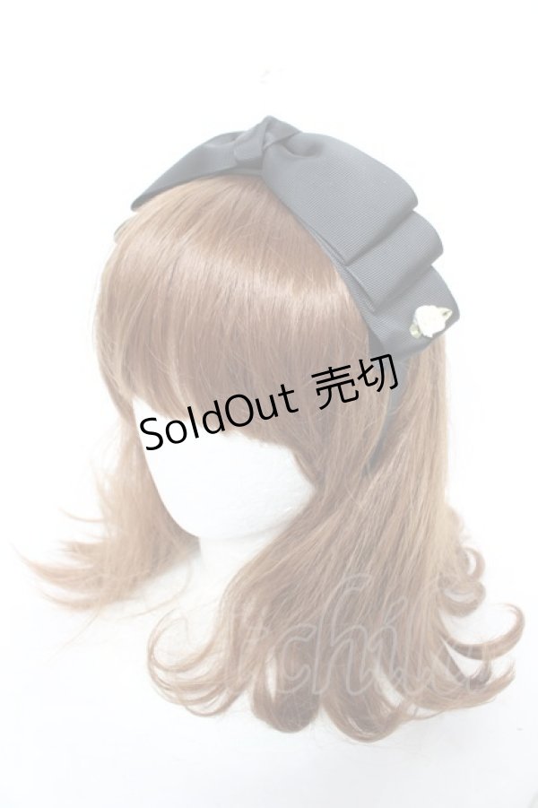 画像1: m petit by misako / NINA'sコラボ AM*NIリボンカチューシャ  中黒 Y-26-02-13-050-LO-AC-SZ-ZY (1)