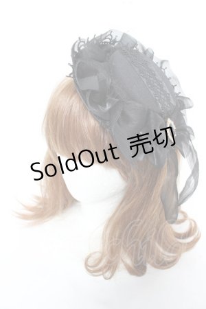 画像: axes femme / リボンフリルミニハット  黒 Y-26-02-13-052-AX-AC-SZ-ZY