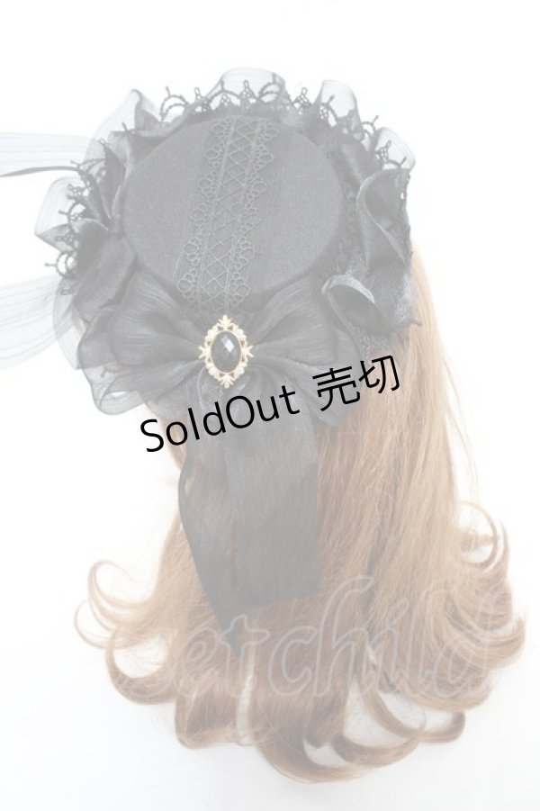 画像2: axes femme / リボンフリルミニハット  黒 Y-26-02-13-052-AX-AC-SZ-ZY (2)