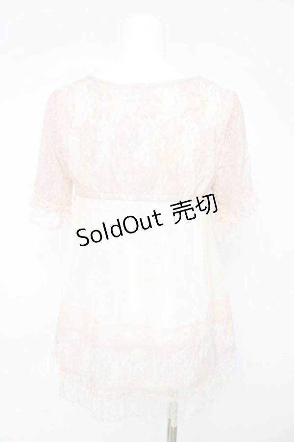 画像2: axes femme / ドットチュールレーススリーブトップス M ピンク Y-26-02-15-053-AX-TO-IG-ZY (2)