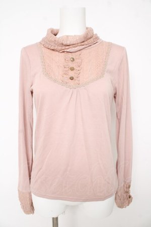 画像: axes femme / レースヨークタートルネックカットソー M ピンク Y-26-02-15-057-AX-TO-IG-ZY