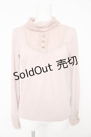 画像: axes femme / レースヨークタートルネックカットソー M ピンク Y-26-02-15-057-AX-TO-IG-ZY