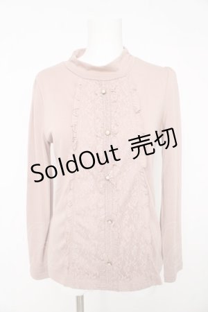 画像: axes femme / ハイネックレースフリル切替プルオーバー M ピンク Y-26-02-15-058-AX-TO-IG-ZY