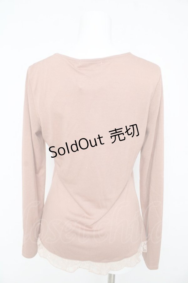 画像2: axes femme / 刺繍入りはしごレースカットソー Ｍ ピンク Y-26-02-15-062-AX-TO-IG-ZY (2)