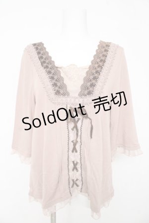 画像: axes femme / レ-スアップカットソー Ｍ ピンク Y-26-02-15-063-AX-TO-IG-ZY