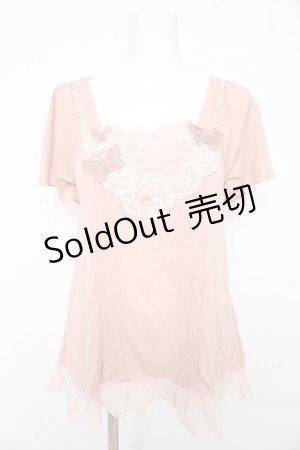 画像: axes femme / フラワーレースTシャツ M ピンク Y-26-02-15-064-AX-TO-IG-ZY