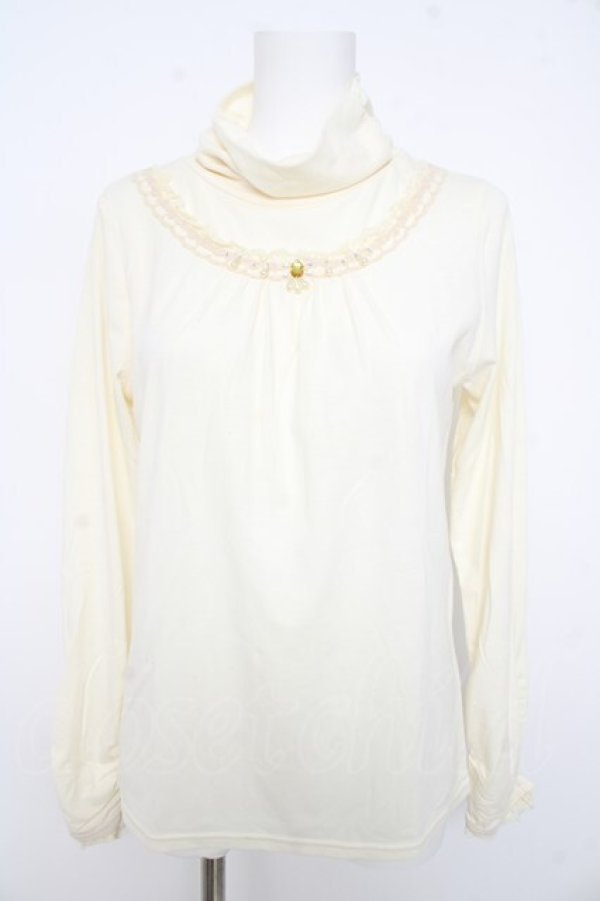 画像1: axes femme / ストーン配色ハイネックカットソー M オフシロ Y-26-02-15-007-AX-TO-IG-ZY (1)