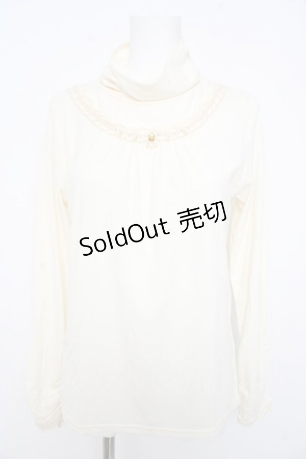 画像1: axes femme / ストーン配色ハイネックカットソー M オフシロ Y-26-02-15-007-AX-TO-IG-ZI (1)