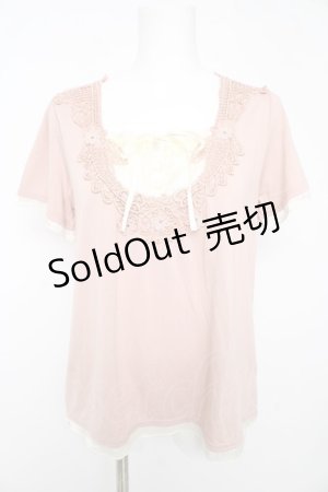 画像: axes femme / モチーフ付ブロッキングプルオーバー Ｍ ピンク Y-26-02-15-067-AX-TO-IG-ZY