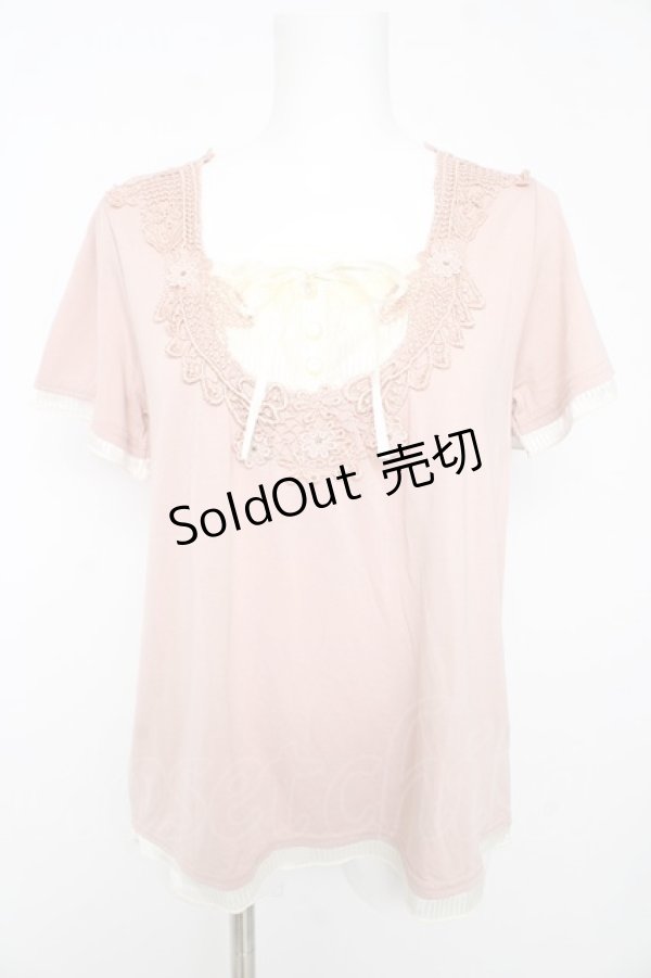 画像1: axes femme / モチーフ付ブロッキングプルオーバー Ｍ ピンク Y-26-02-15-067-AX-TO-IG-ZY (1)