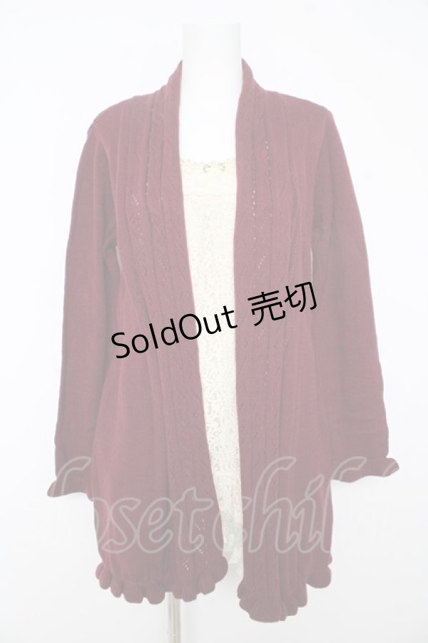 画像1: axes femme / カーディガン風レイヤードトップス M ワイン×アイボリー Y-26-02-15-068-AX-TO-IG-ZT0220E (1)