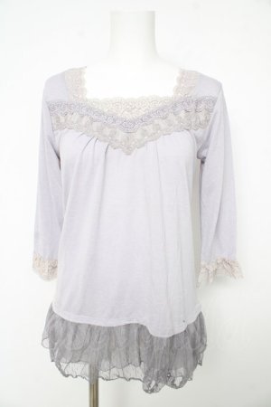 画像: axes femme / ドットフリルチュールカットソー M ラベンダー Y-26-02-15-071-AX-TO-IG-ZY