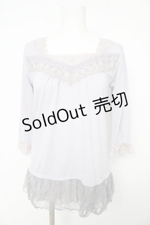 画像: axes femme / ドットフリルチュールカットソー M ラベンダー Y-26-02-15-071-AX-TO-IG-ZY