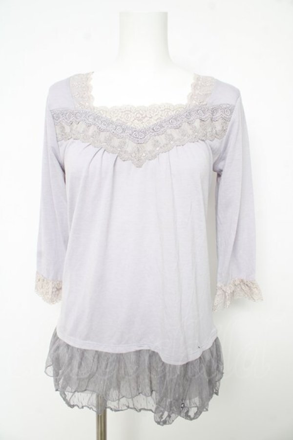 画像1: axes femme / ドットフリルチュールカットソー M ラベンダー Y-26-02-15-071-AX-TO-IG-ZY (1)