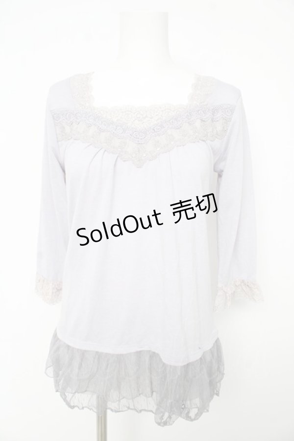 画像1: axes femme / ドットフリルチュールカットソー M ラベンダー Y-26-02-15-071-AX-TO-IG-ZY (1)