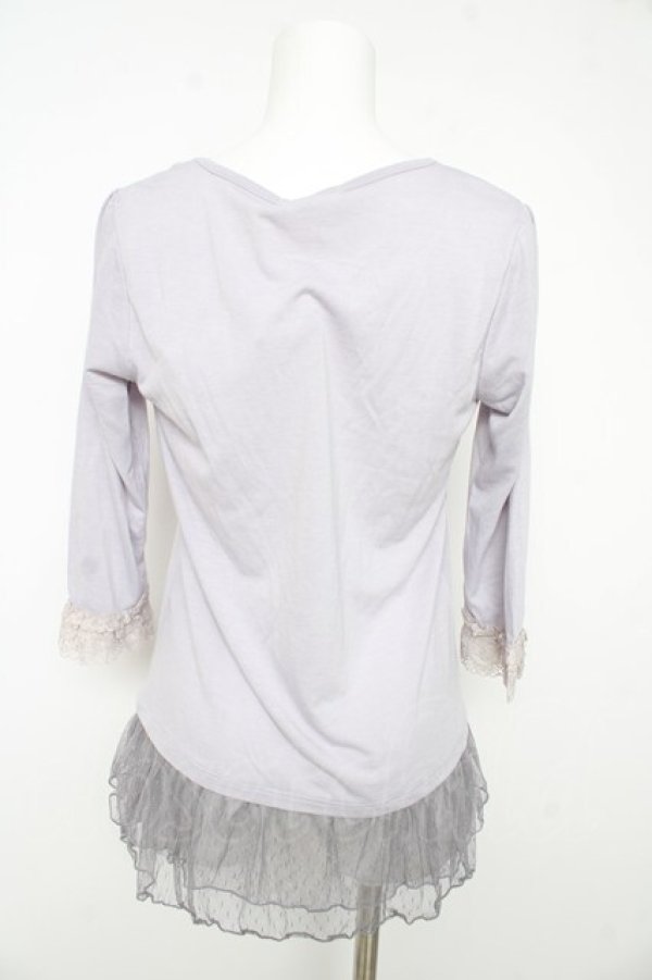 画像2: axes femme / ドットフリルチュールカットソー M ラベンダー Y-26-02-15-071-AX-TO-IG-ZY (2)