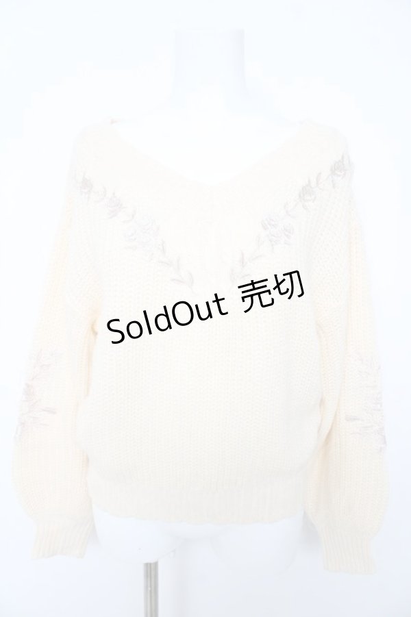 画像1: axes femme / ケーブル刺繍ニットプルオーバー M アイボリー Y-26-02-15-073-AX-TO-IG-ZT0220E (1)
