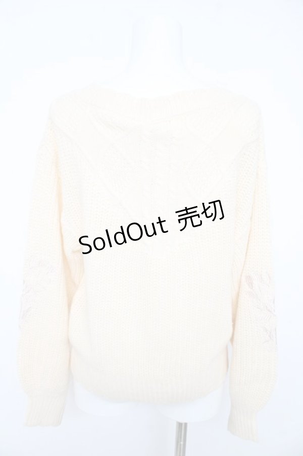 画像2: axes femme / ケーブル刺繍ニットプルオーバー M アイボリー Y-26-02-15-073-AX-TO-IG-ZT0220E (2)