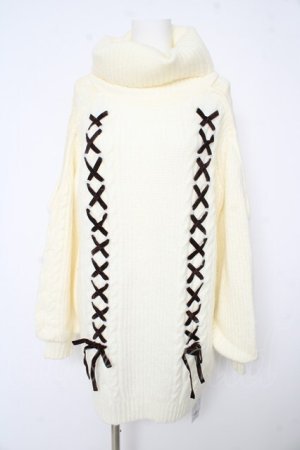 画像: axes femme / レース切替デザインニットワンピース M オフシロ Y-26-02-15-074-AX-TO-IG-ZY