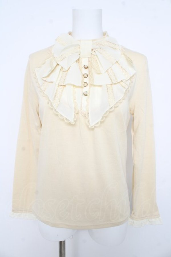 画像1: axes femme / BIGリボンハイネックカットソー M アイボリー Y-26-02-15-008-AX-TO-IG-ZY (1)