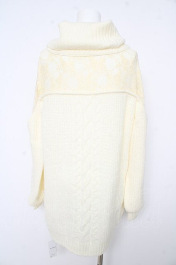 画像2: axes femme / レース切替デザインニットワンピース M オフシロ Y-26-02-15-074-AX-TO-IG-ZY (2)