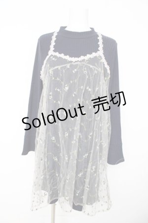 画像: axes femme / チュール重ね着ニットワンピース M ネイビー Y-26-02-15-077-AX-OP-IG-ZY