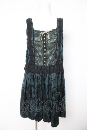 画像: axes femme / サテンフロッキーワンピース M グリーン Y-26-02-15-078-AX-OP-IG-ZY