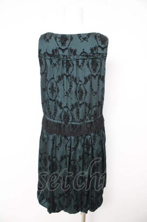 画像2: axes femme / サテンフロッキーワンピース M グリーン Y-26-02-15-078-AX-OP-IG-ZY (2)