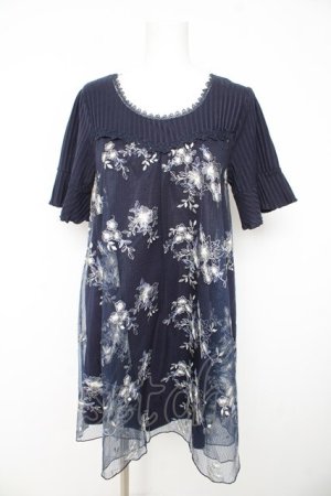 画像: axes femme / チュール刺繍チュニック Ｍ ネイビー Y-26-02-15-080-AX-OP-IG-ZY