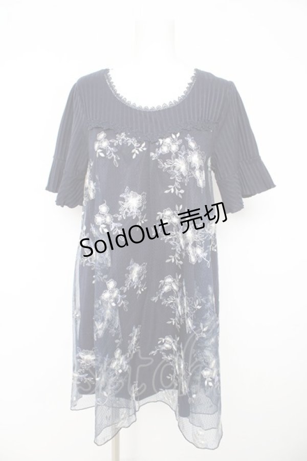 画像1: axes femme / チュール刺繍チュニック Ｍ ネイビー Y-26-02-15-080-AX-OP-IG-ZI (1)