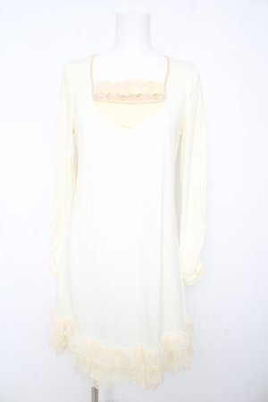 画像: axes femme / 立体シフォン薔薇ロングインナーカットソー M アイボリー Y-26-02-15-081-AX-TO-IG-ZY