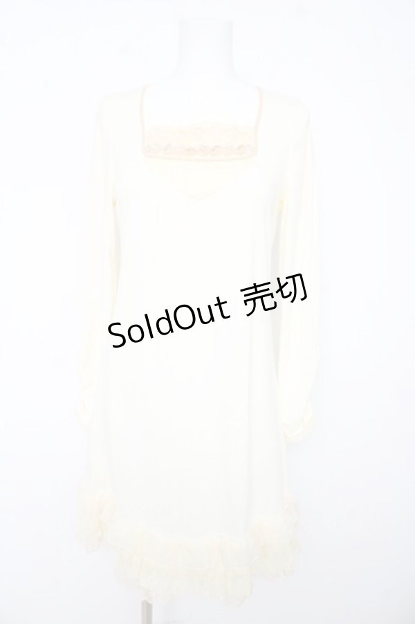 画像1: axes femme / 立体シフォン薔薇ロングインナーカットソー M アイボリー Y-26-02-15-081-AX-TO-IG-ZY (1)