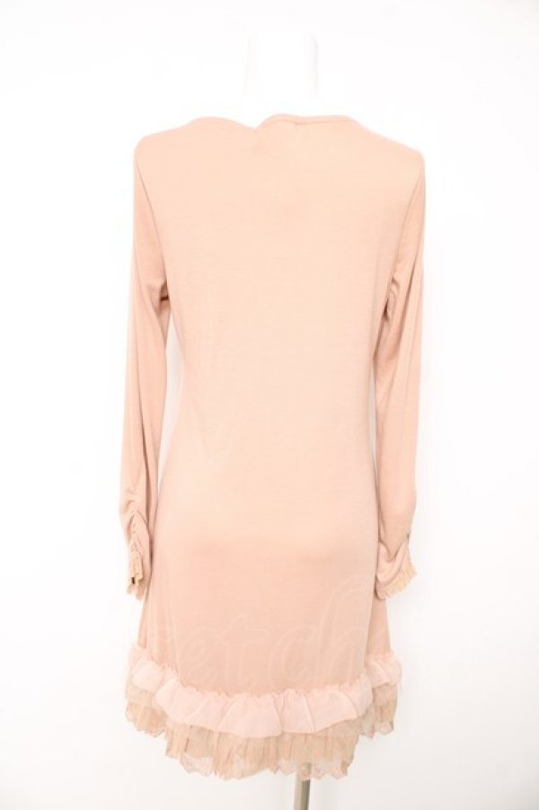 画像2: axes femme / 立体シフォン薔薇ロングインナーカットソー  ピンク Y-26-02-15-083-AX-TO-IG-ZY (2)