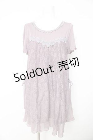 画像: axes femme / レース重ね半袖ワンピース Ｍ ラベンダー Y-26-02-15-084-AX-OP-IG-ZY