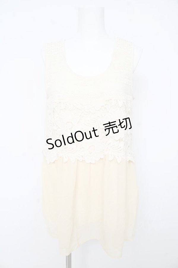 画像1: axes femme / レースシフォンレイヤードタンクトップ M アイボリー Y-26-02-15-086-AX-TO-IG-ZY (1)