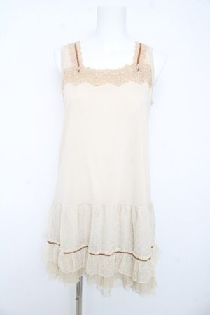 画像: axes femme / ラウンドレースニットトップス M アイボリー Y-26-02-15-087-AX-TO-IG-ZY