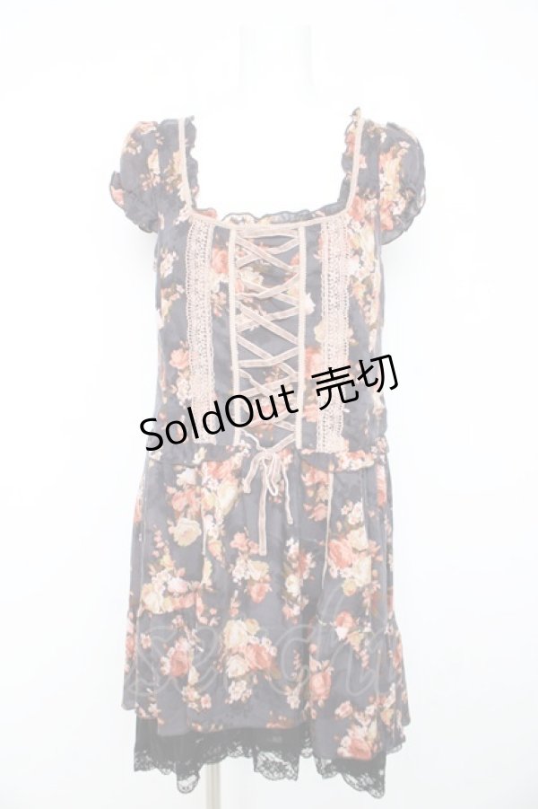 画像1: axes femme / ブーケ花柄ワンピース M ネイビー Y-26-02-15-088-AX-OP-IG-ZY (1)