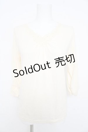 画像: axes femme / Vネックレーストップス M アイボリー Y-26-02-15-009-AX-TO-IG-ZS