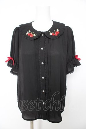 画像: axes femme kawaii / ベリーズピクニック 半袖ブラウス M 黒 Y-26-02-15-096-AX-BL-SZ-ZY