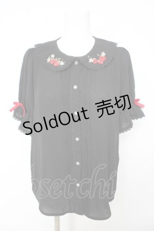 画像: axes femme kawaii / ベリーズピクニック 半袖ブラウス M 黒 Y-26-02-15-096-AX-BL-SZ-ZY