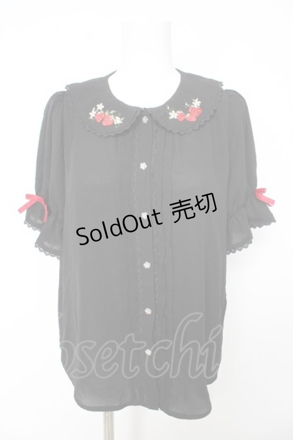 画像1: axes femme kawaii / ベリーズピクニック 半袖ブラウス M 黒 Y-26-02-15-096-AX-BL-SZ-ZY (1)