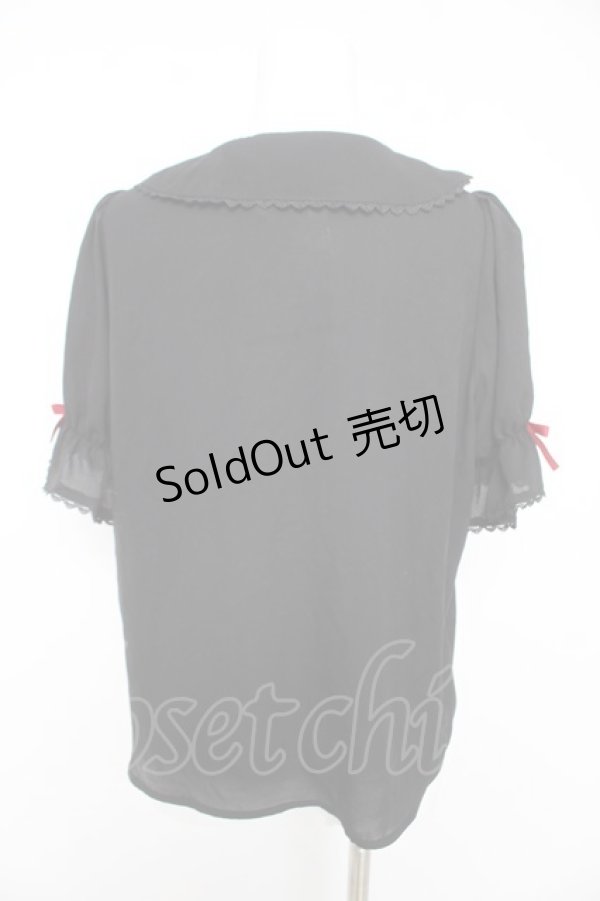 画像2: axes femme kawaii / ベリーズピクニック 半袖ブラウス M 黒 Y-26-02-15-096-AX-BL-SZ-ZY (2)